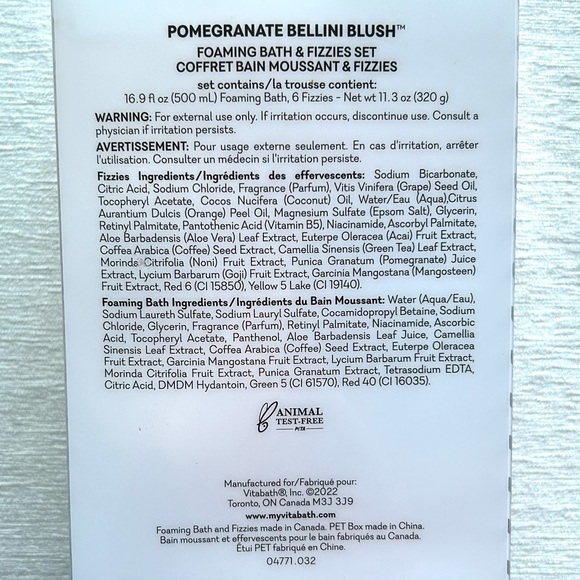 VITABATH foaming bath and bath fizzies /pomegranate bellini blush - Picture 2 of 2